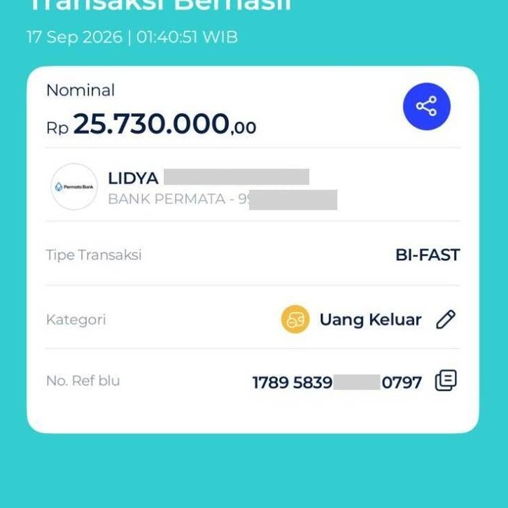Transfer BI-FAST Rp25 Juta dari blu Berhasil, Kok Belum Masuk ke Rekening Permata?