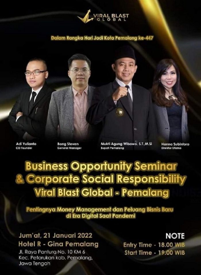Fly acara seminar Viral Blast di Pemalang