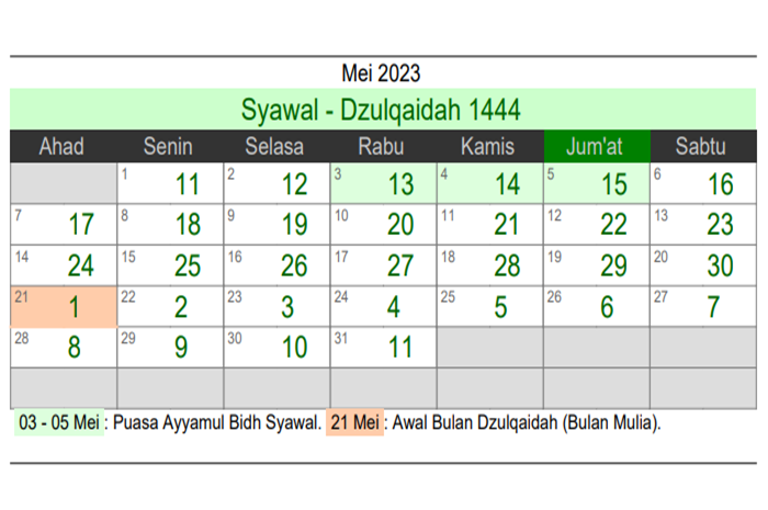 Kalender Hijriyah 2023 Bulan Mei atau Kalender Islam Tahun 1444-1445 Hijriyah, Catat Hari Pentingnya