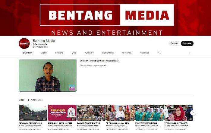 Tagkap Layar AKun YouTube Bentang Media