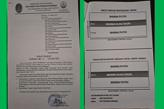 Surat Edaran Camat Panggungrejo Kota Pasuruan
