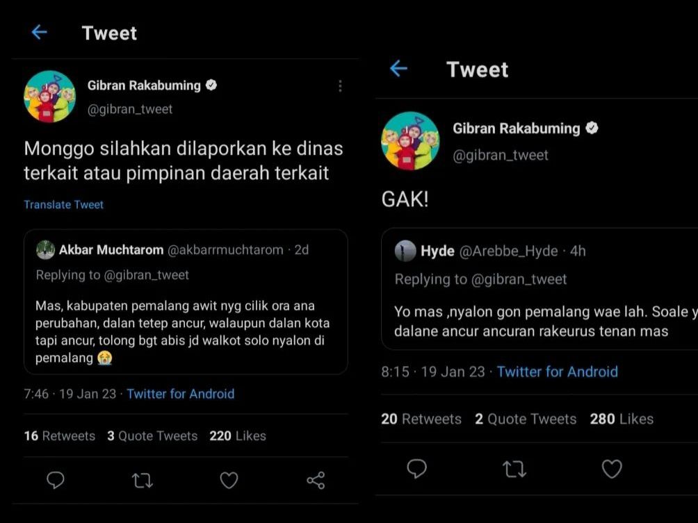 Caption nitizen meminta Gibran Nyalon Bupati Pemalang